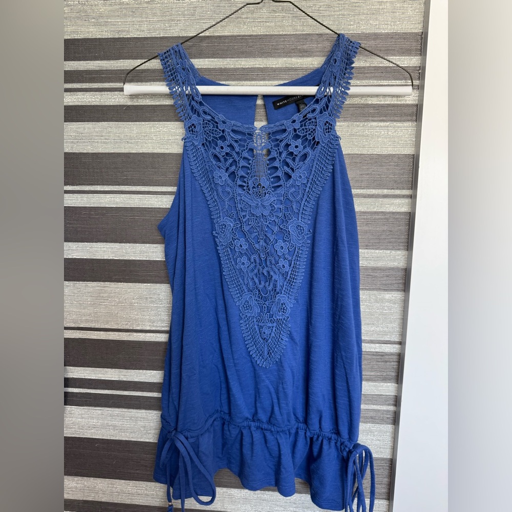 WHBM Blue Lace Detail Women's Top